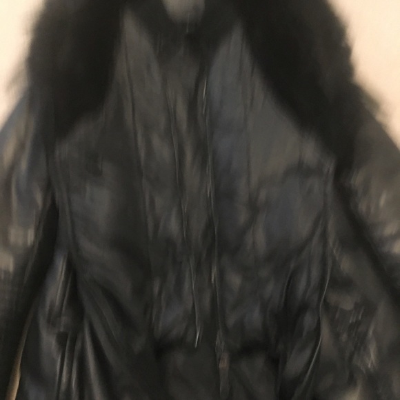 Rudsak Lamb Leather Goose Down Winter Coat with Rabbit Fur Hood - Picture 10 of 16